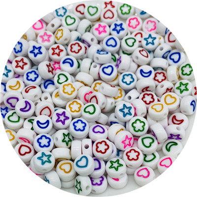 100db 7 mm-es ovális alakú csillagok Hold virág gyöngyök akril sorközű gyöngyök ékszerkészítéshez barkácsolás karkötő nyaklánc kiegészítők