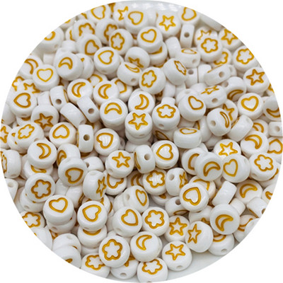 100db 7 mm-es ovális alakú csillagok Hold virág gyöngyök akril sorközű gyöngyök ékszerkészítéshez barkácsolás karkötő nyaklánc kiegészítők