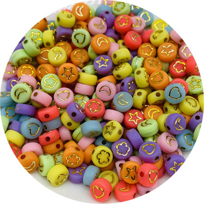 100db 7 mm-es ovális alakú csillagok Hold virág gyöngyök akril sorközű gyöngyök ékszerkészítéshez barkácsolás karkötő nyaklánc kiegészítők