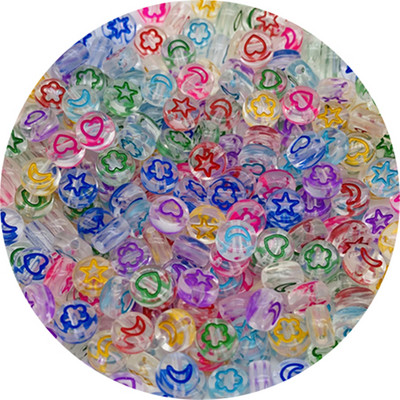 100db 7 mm-es ovális alakú csillagok Hold virág gyöngyök akril sorközű gyöngyök ékszerkészítéshez barkácsolás karkötő nyaklánc kiegészítők