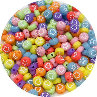 100db 7 mm-es ovális alakú csillagok Hold virág gyöngyök akril sorközű gyöngyök ékszerkészítéshez barkácsolás karkötő nyaklánc kiegészítők