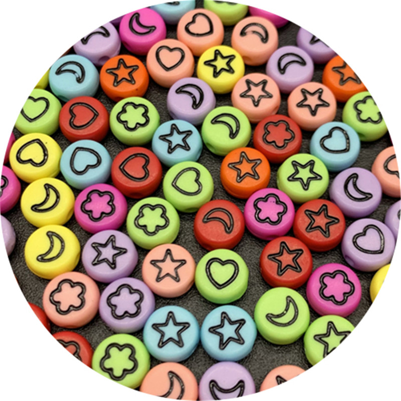 100db 7 mm-es ovális alakú csillagok Hold virág gyöngyök akril sorközű gyöngyök ékszerkészítéshez barkácsolás karkötő nyaklánc kiegészítők