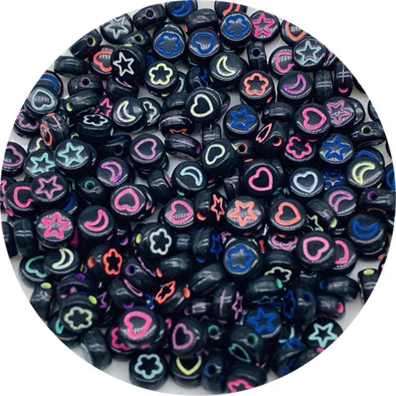 100db 7 mm-es ovális alakú csillagok Hold virág gyöngyök akril sorközű gyöngyök ékszerkészítéshez barkácsolás karkötő nyaklánc kiegészítők