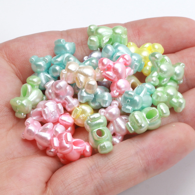 50 τμχ 12x14 χιλιοστά Γυαλιστερές χαριτωμένες χάντρες αρκούδας Ακρυλικές Χαλαρές χάντρες για Diy Κοσμήματα Κατασκευή Βραχιόλι Κολιέ Σκουλαρίκια Χειροτεχνία