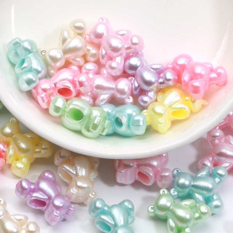 50 τμχ 12x14 χιλιοστά Γυαλιστερές χαριτωμένες χάντρες αρκούδας Ακρυλικές Χαλαρές χάντρες για Diy Κοσμήματα Κατασκευή Βραχιόλι Κολιέ Σκουλαρίκια Χειροτεχνία