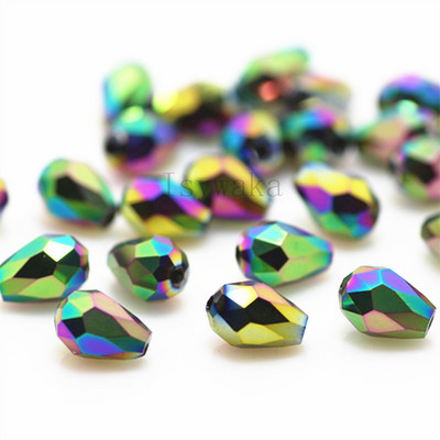 U Pick Spalva 5 * 7 mm 70 vnt briaunoti ašarų karoliukai Austrijos krištoliniai karoliukai vandens lašų karoliukai laisvi tarpiniai karoliukai, skirti papuošalų gamybai "pasidaryk pats"