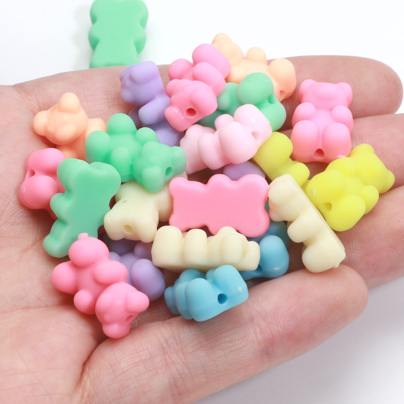 20 τμχ 9 Χρώματα Ματ Μίνι Χάντρες για Αρκούδα Ακρυλικό Γούρι Χαλαρές Χάντρες Αποστάτης για Κατασκευή κοσμημάτων Σκουλαρίκια κολιέ βραχιόλι Diy 11x18mm