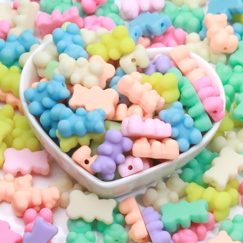 20 τμχ 9 Χρώματα Ματ Μίνι Χάντρες για Αρκούδα Ακρυλικό Γούρι Χαλαρές Χάντρες Αποστάτης για Κατασκευή κοσμημάτων Σκουλαρίκια κολιέ βραχιόλι Diy 11x18mm