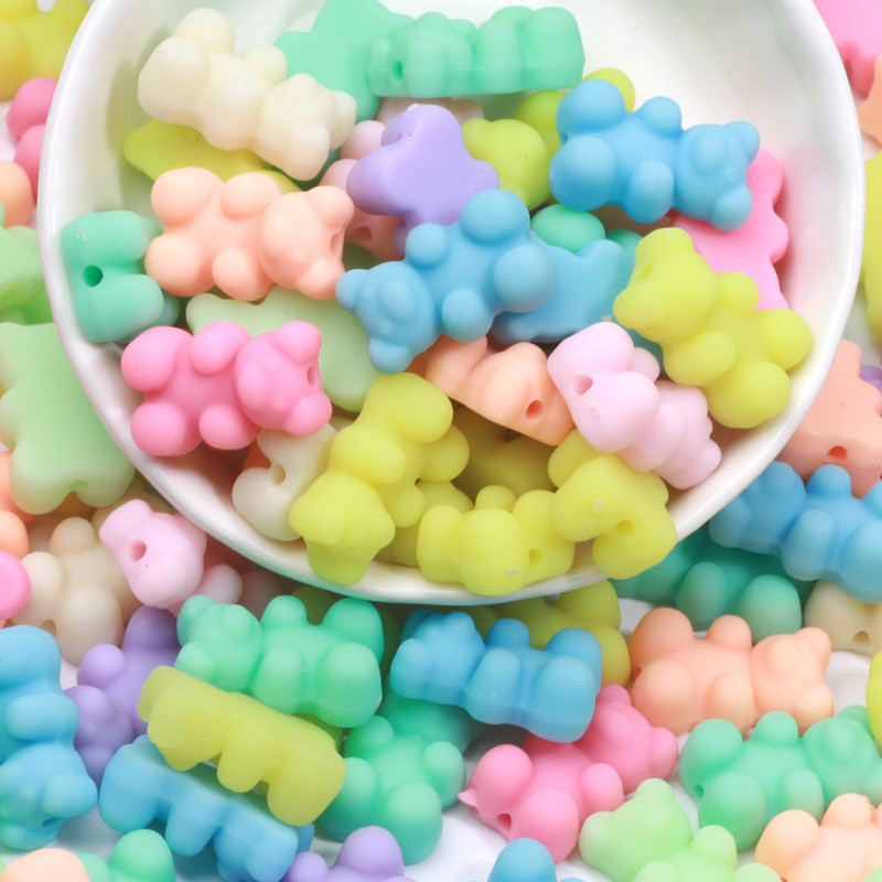 20 τμχ 9 Χρώματα Ματ Μίνι Χάντρες για Αρκούδα Ακρυλικό Γούρι Χαλαρές Χάντρες Αποστάτης για Κατασκευή κοσμημάτων Σκουλαρίκια κολιέ βραχιόλι Diy 11x18mm