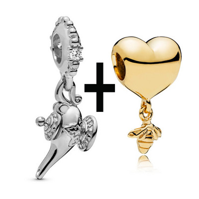 Buipoey 2бр. Златна лампа Плашило Queen Bee висулка Charm Fit Brands Гривна за жени Колие Гривна Гривна Подарък