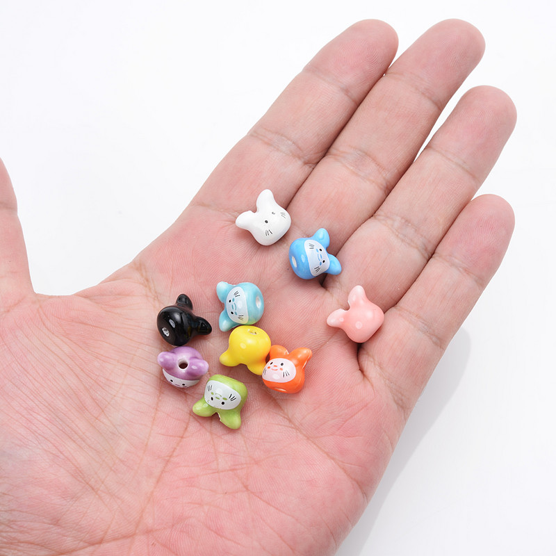 5 kom 12 mm šarene činčile keramičke perle slatka životinja Totoro labave perle glazura nakit za izradu narukvica DIY obrt