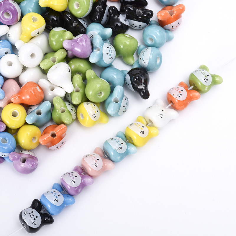 5 kom 12 mm šarene činčile keramičke perle slatka životinja Totoro labave perle glazura nakit za izradu narukvica DIY obrt
