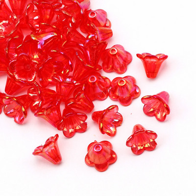 Valikuline värv 50 tk trompeti lille kujuga akrüül vahehelmed käsitsi valmistatud DIY kaelakee käevõru ehete valmistamine õmblemine