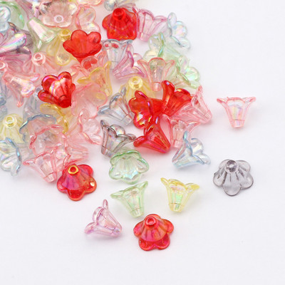 Valikuline värv 50 tk trompeti lille kujuga akrüül vahehelmed käsitsi valmistatud DIY kaelakee käevõru ehete valmistamine õmblemine