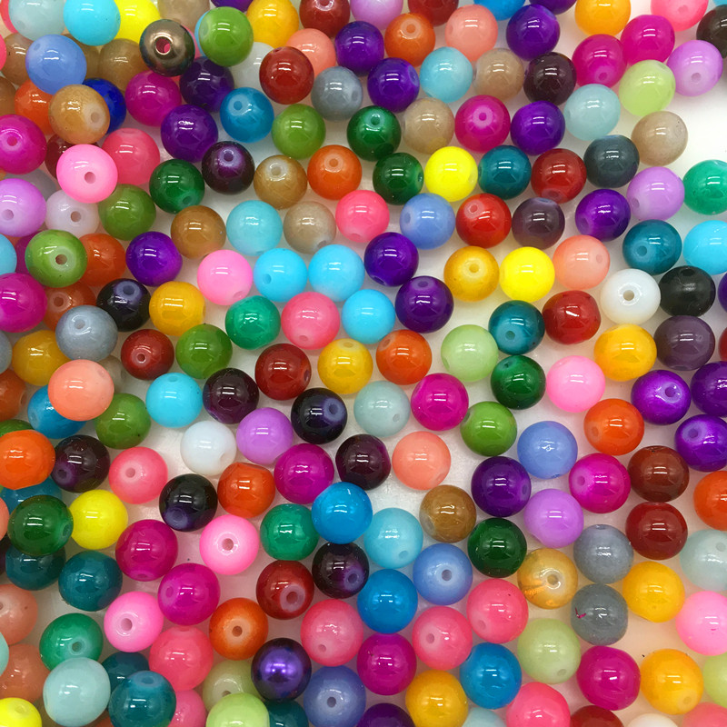 4 6 8 10mm Ροζ Γυαλί Στρογγυλές Χαλαρές Χάντρες DIY Βραχιόλι Σκουλαρίκια Γούρια Κολιέ Χάντρες για Κατασκευή κοσμημάτων #YL0039