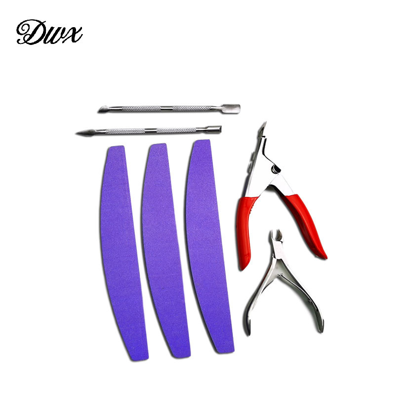 Küünegeel-laki eemaldaja klambrid, komplekt küünekunsti tööriistad küüneviilid 100/180 terasest lükkamiskleebis Puhtad servad küünelõikurile