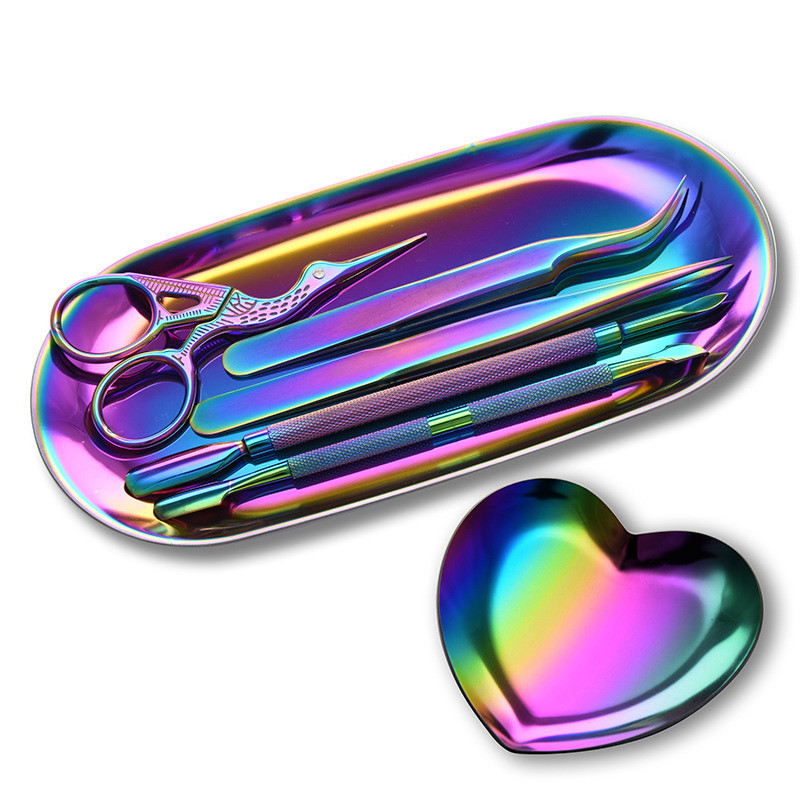 9Pcs/Set Rainbow Stainless Nail Pusher Cuticule Pincet Cutter Trimmer Clipper Scissor Dead Skin Manicure Pedicure Nails Art Tool