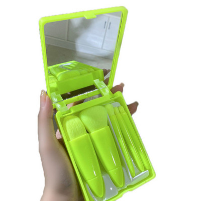 Travel Meigipintslite komplekt peegliga, pehmete harjastega, lahtine tolm, lauvärv, kaasaskantavad meigivahendid, 5 tk/komplekt