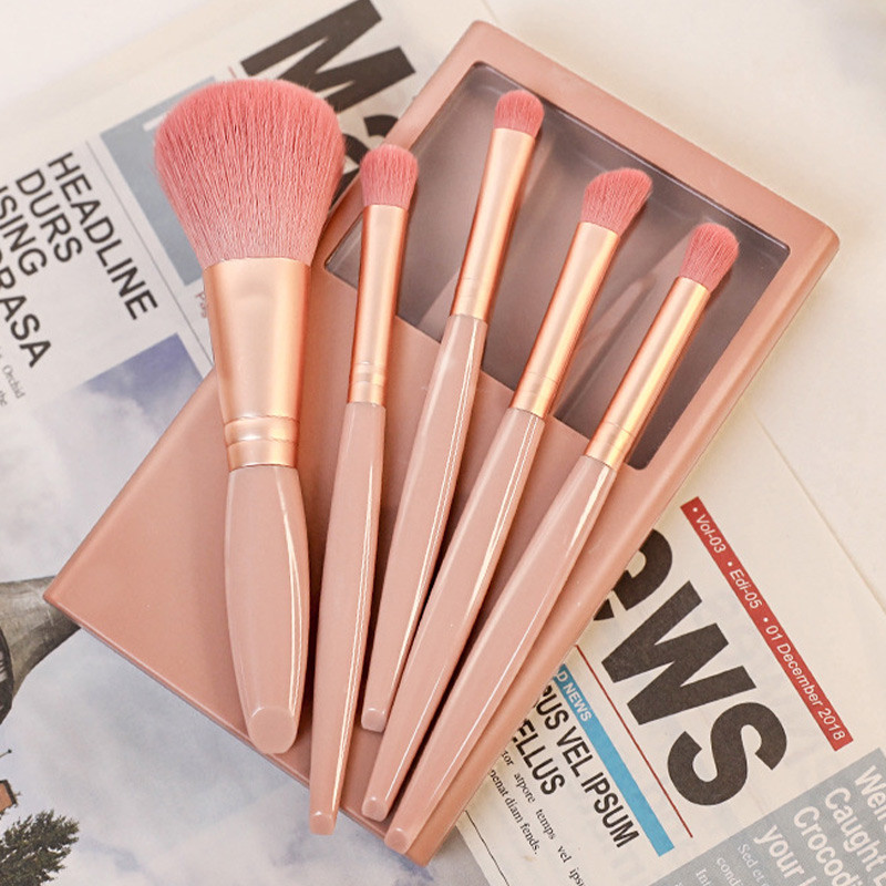 Travel Meigipintslite komplekt peegliga, pehmete harjastega, lahtine tolm, lauvärv, kaasaskantavad meigivahendid, 5 tk/komplekt