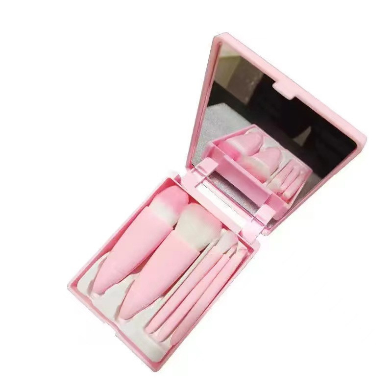 Lenoyn New Travel Outfit meigipintsel Shell Mirror Box Five Piece Beauty Brush Puudripintsel Lauvärvipintslikomplekt Meigitööriistad