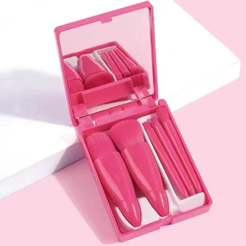Lenoyn New Travel Outfit meigipintsel Shell Mirror Box Five Piece Beauty Brush Puudripintsel Lauvärvipintslikomplekt Meigitööriistad