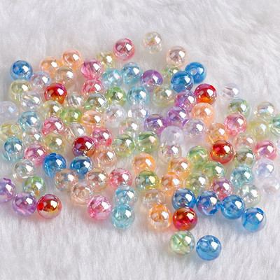 6 mm 8 mm 10 mm Rainbow Candy AB цвят кръгли акрилни мъниста Свободни дистанционни мъниста за изработка на бижута Направи си сам гривна Колие