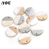 iYOE 20 mm lamedad ümmargused koorega amuletid kulla ja hõbeda värviga naturaalne koorega amulett kaelakee kõrvarõnga ripatsiga ehete leidmiseks