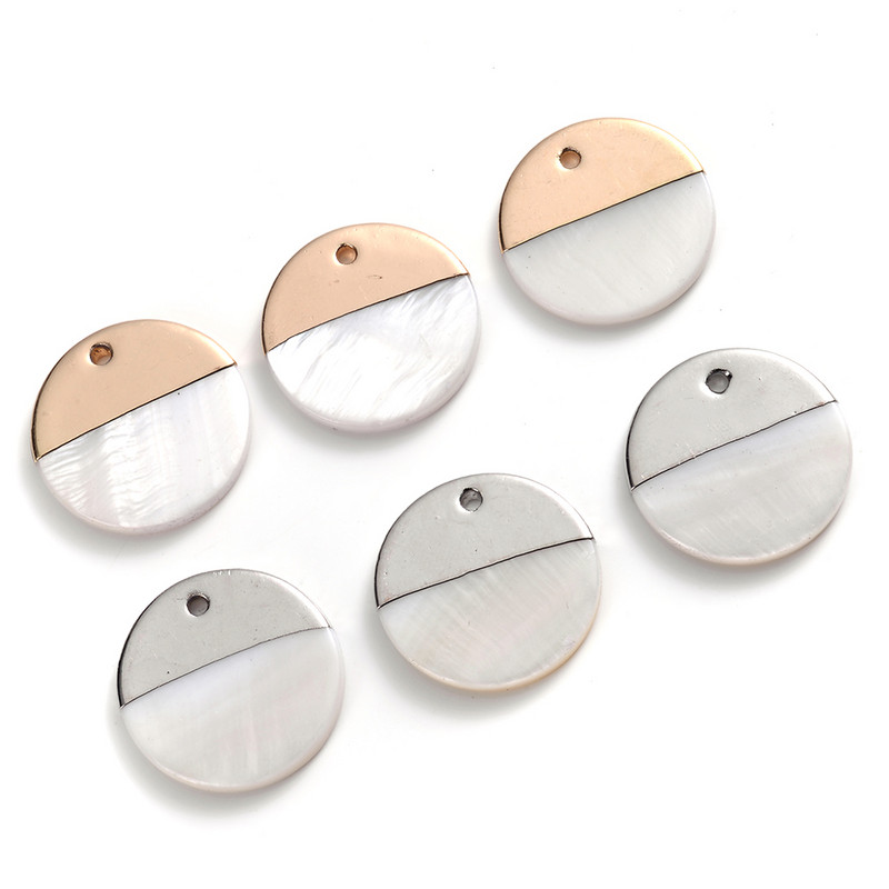 iYOE 20 mm lamedad ümmargused koorega amuletid kulla ja hõbeda värviga naturaalne koorega amulett kaelakee kõrvarõnga ripatsiga ehete leidmiseks