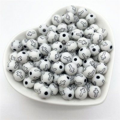 50 tk / partii 8 mm ümmarguse ristmustriga akrüülist vahedega helmed ehete valmistamiseks DIY käsitsi valmistatud võlukäevõru