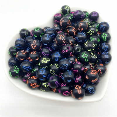 50 tk / partii 8 mm ümmarguse ristmustriga akrüülist vahedega helmed ehete valmistamiseks DIY käsitsi valmistatud võlukäevõru