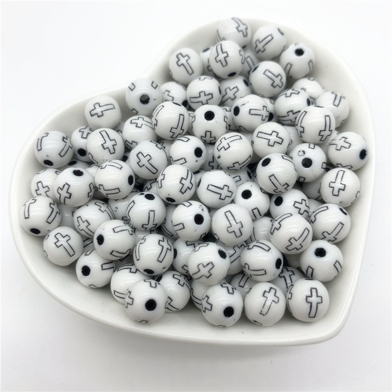 50 tk / partii 8 mm ümmarguse ristmustriga akrüülist vahedega helmed ehete valmistamiseks DIY käsitsi valmistatud võlukäevõru