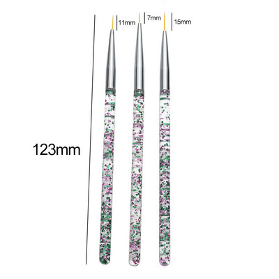 3 τμχ/Σετ βούρτσες νυχιών για τζελ μανικιούρ Λευκή λαβή Μαλακή κεφαλή σχεδίασης με κουκκίδες μοτίβο ρίγες DIY Creative Craft Nail Art στυλό