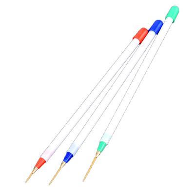 3 τμχ/Σετ βούρτσες νυχιών για τζελ μανικιούρ Λευκή λαβή Μαλακή κεφαλή σχεδίασης με κουκκίδες μοτίβο ρίγες DIY Creative Craft Nail Art στυλό