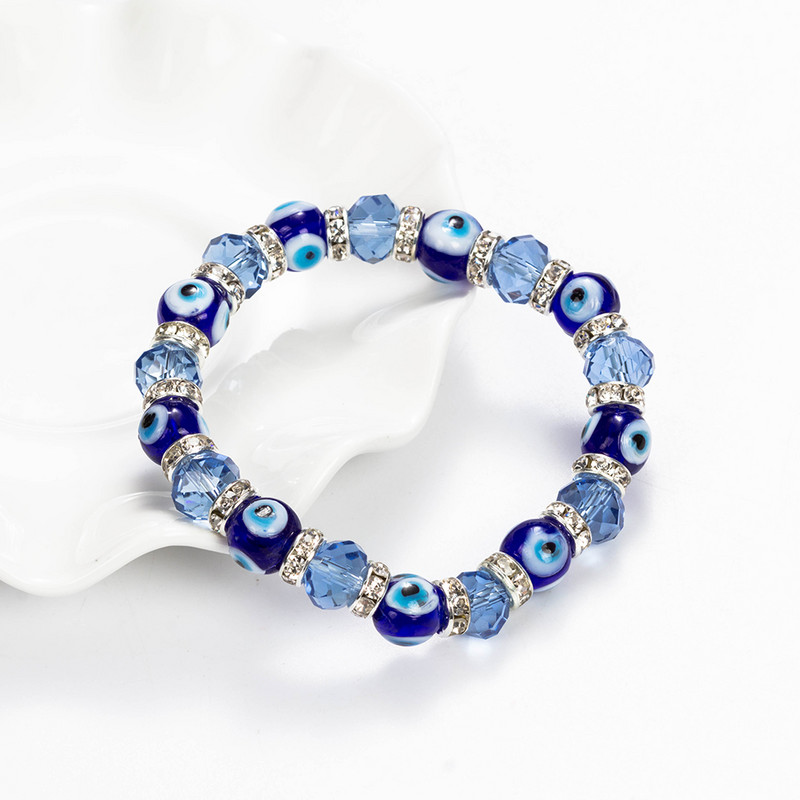 Lucky Eye Staklena narukvica od perli Kristalna Evil Eye Narukvica za žene Muškarci Narukvica Modni nakit Podesivi EY5226