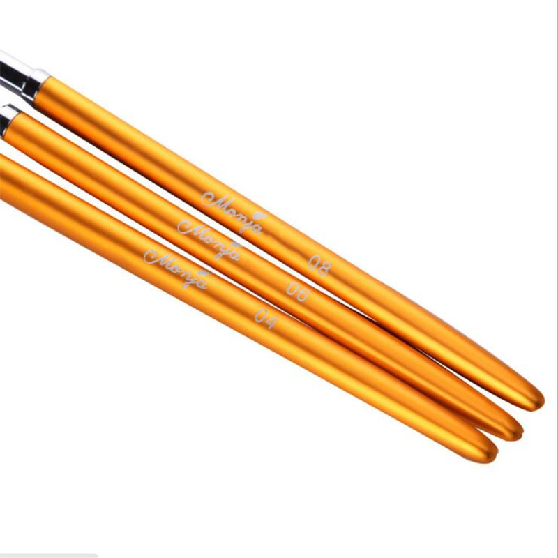 3 buc profesie nail art mâner metalic acrilic UV gel extensie constructor petale flori pictura desen perie instrumente de manichiură