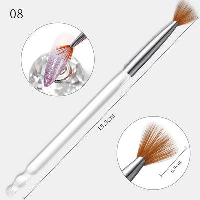 1 tk Gradient Bloom Nail Art Painting Pintsel, UV-geel küünekunsti pintsel puidust käepidemega nailonist juuste joonistamise maniküüri küünte tööriist