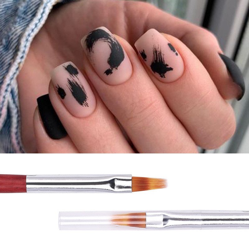 1 tk Gradient Bloom Nail Art Painting Pintsel, UV-geel küünekunsti pintsel puidust käepidemega nailonist juuste joonistamise maniküüri küünte tööriist