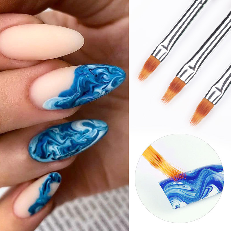 1 tk Gradient Bloom Nail Art Painting Pintsel, UV-geel küünekunsti pintsel puidust käepidemega nailonist juuste joonistamise maniküüri küünte tööriist