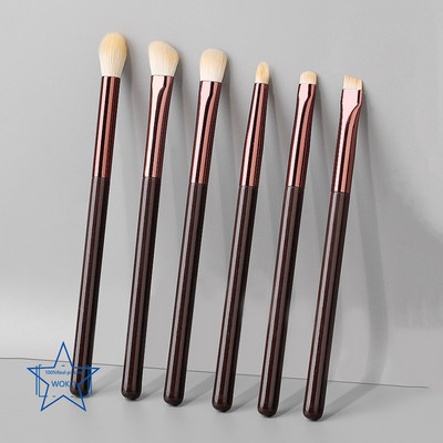 6 tk. Meigipintslite komplekt Lauvärvipintslite komplekt Puidust käepidemega Pehme sünteetilised juuksed Lauvärvide kortsude segamise meigitööriistad