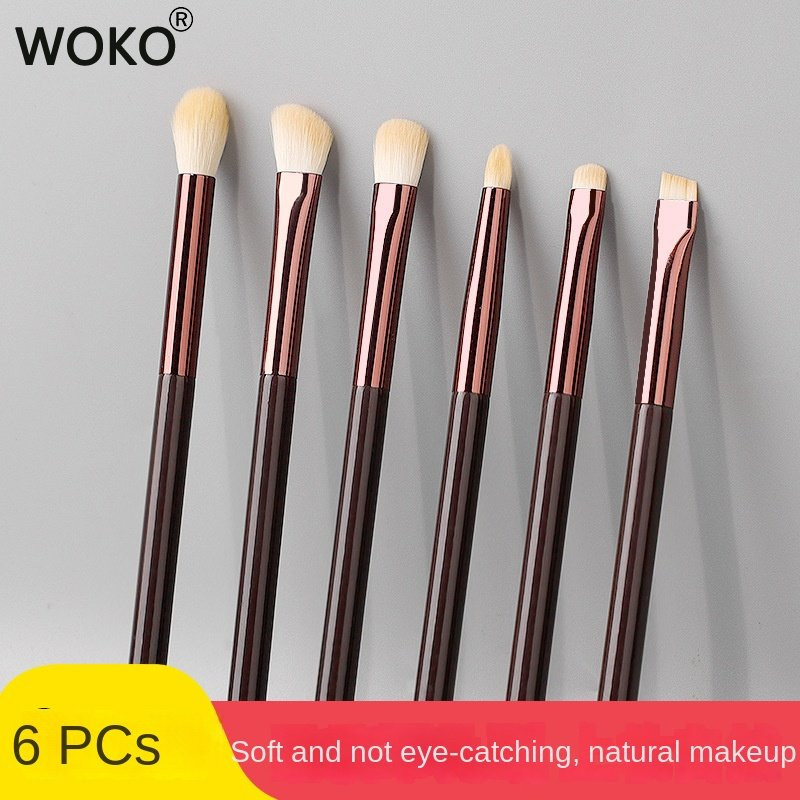 6 tk. Meigipintslite komplekt Lauvärvipintslite komplekt Puidust käepidemega Pehme sünteetilised juuksed Lauvärvide kortsude segamise meigitööriistad