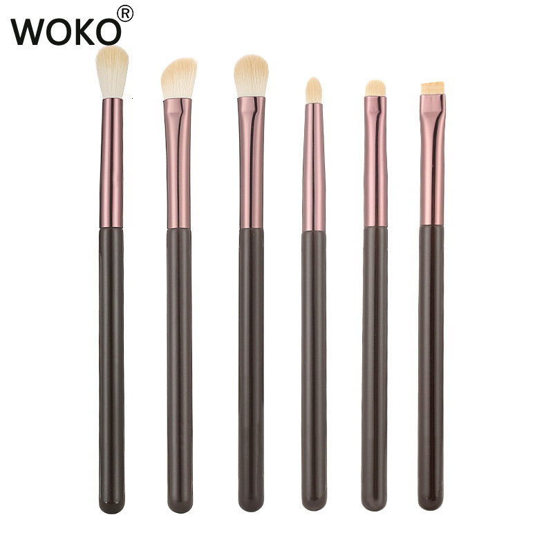 6 tk. Meigipintslite komplekt Lauvärvipintslite komplekt Puidust käepidemega Pehme sünteetilised juuksed Lauvärvide kortsude segamise meigitööriistad