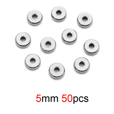 20/50 τμχ. Επίπεδες χάντρες από ανοξείδωτο ατσάλι Παρτίδα 4 5 6 8mm Χρυσό Χρώμα Χαλαρές μεγάλες τρύπες γούρι χάντρες για βραχιόλια Κατασκευή κοσμημάτων Diy