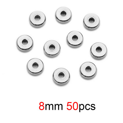 20/50 τμχ. Επίπεδες χάντρες από ανοξείδωτο ατσάλι Παρτίδα 4 5 6 8mm Χρυσό Χρώμα Χαλαρές μεγάλες τρύπες γούρι χάντρες για βραχιόλια Κατασκευή κοσμημάτων Diy
