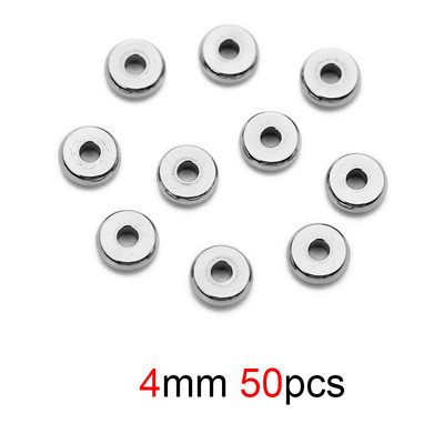 20/50 τμχ. Επίπεδες χάντρες από ανοξείδωτο ατσάλι Παρτίδα 4 5 6 8mm Χρυσό Χρώμα Χαλαρές μεγάλες τρύπες γούρι χάντρες για βραχιόλια Κατασκευή κοσμημάτων Diy