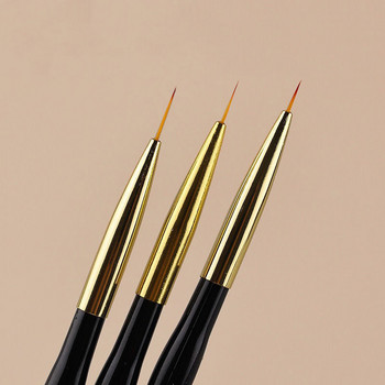 3Pcs French Stripe Nail Art Liner Brush Set Tips Ултратънка писалка за рисуване на линии Двукраен UV гел Четки за рисуване Инструменти за маникюр