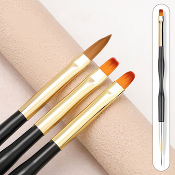 3Pcs French Stripe Nail Art Liner Brush Set Tips Ултратънка писалка за рисуване на линии Двукраен UV гел Четки за рисуване Инструменти за маникюр