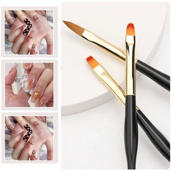 3Pcs French Stripe Nail Art Liner Brush Set Tips Ултратънка писалка за рисуване на линии Двукраен UV гел Четки за рисуване Инструменти за маникюр