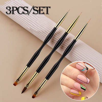 3Gb French Stripe Nail Art Liner Oku komplekts Uzgaļi Īpaši plāna līniju zīmēšanas pildspalva ar diviem galiem UV gēla krāsošanas otas Manikīra rīki