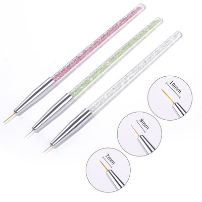 3 τμχ Σετ βουρτσών γραμμής γαλλικής λωρίδας Σετ βούρτσες με εξαιρετικά λεπτή γραμμή σχεδίασης Στυλό με διπλό άκρο UV Gel βούρτσες Εργαλεία μανικιούρ