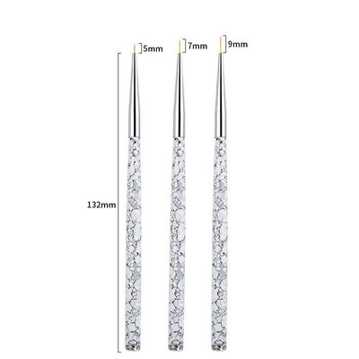 3 τμχ Σετ βουρτσών γραμμής γαλλικής λωρίδας Σετ βούρτσες με εξαιρετικά λεπτή γραμμή σχεδίασης Στυλό με διπλό άκρο UV Gel βούρτσες Εργαλεία μανικιούρ